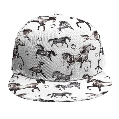 Watercolor Horse Pattern Print Snapback Cap