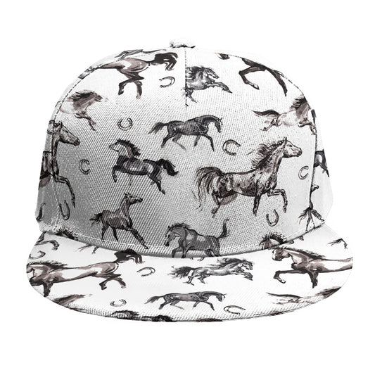 Watercolor Horse Pattern Print Snapback Cap