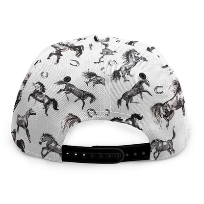 Watercolor Horse Pattern Print Snapback Cap