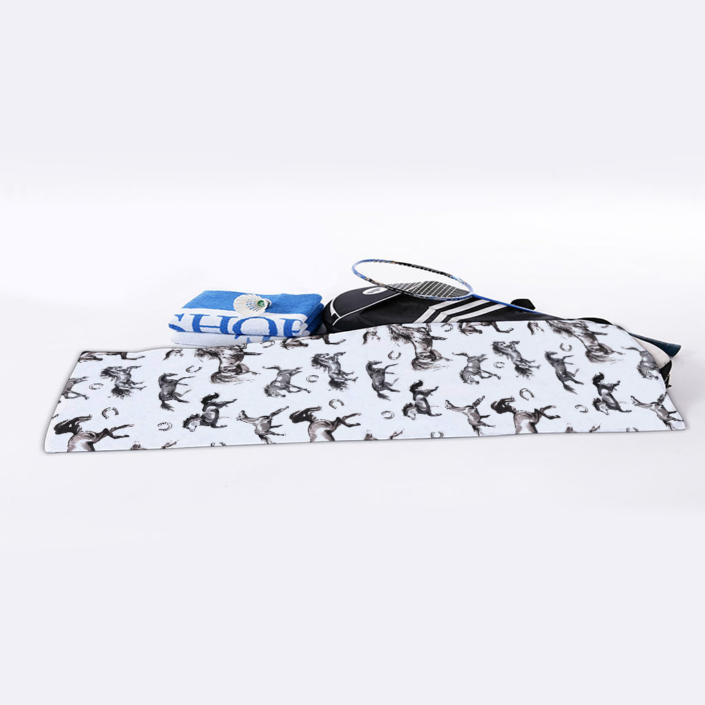 Watercolor Horse Pattern Print Sports Towel