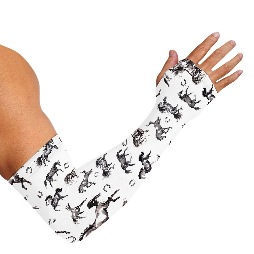 Watercolor Horse Pattern Print Sun Protection Arm Sleeves