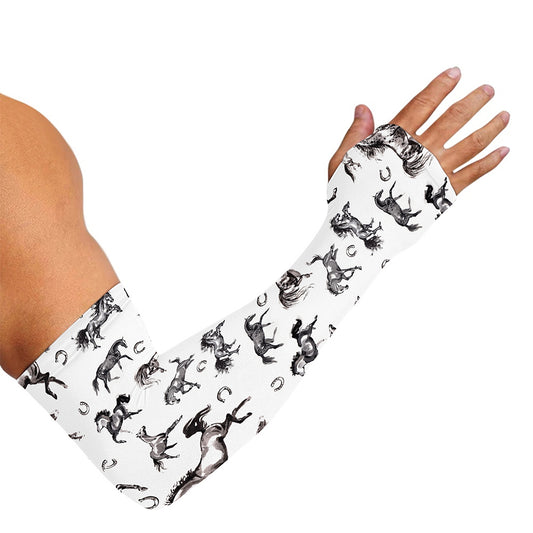 Watercolor Horse Pattern Print Sun Protection Arm Sleeves