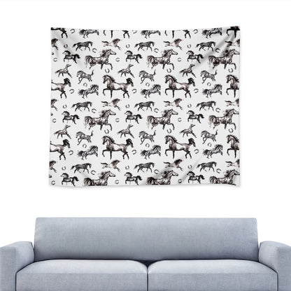 Watercolor Horse Pattern Print Tapestry