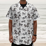 Watercolor Horse Pattern Print Textured Short Sleeve Shirt
