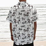 Watercolor Horse Pattern Print Textured Short Sleeve Shirt