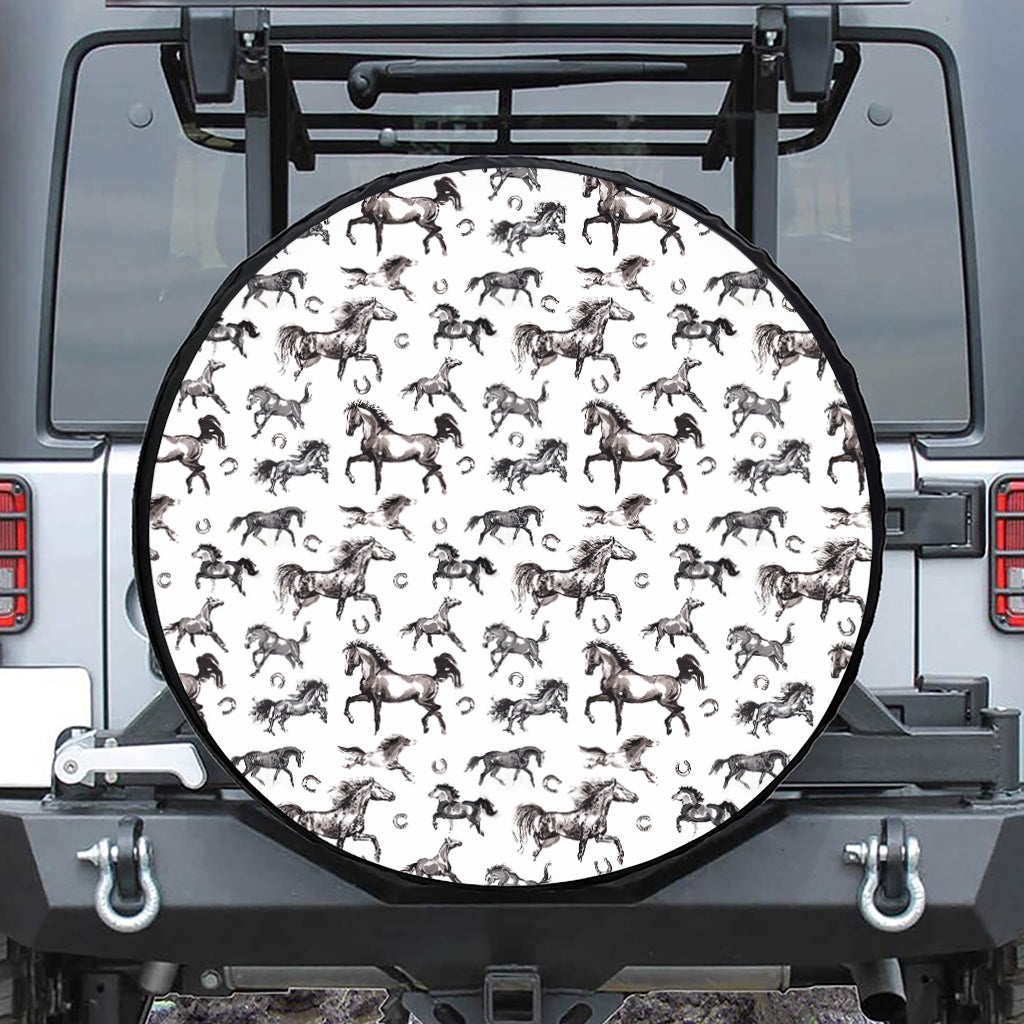 Watercolor Horse Pattern Print Tire Cover