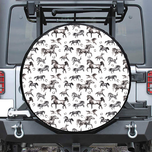 Watercolor Horse Pattern Print Tire Cover