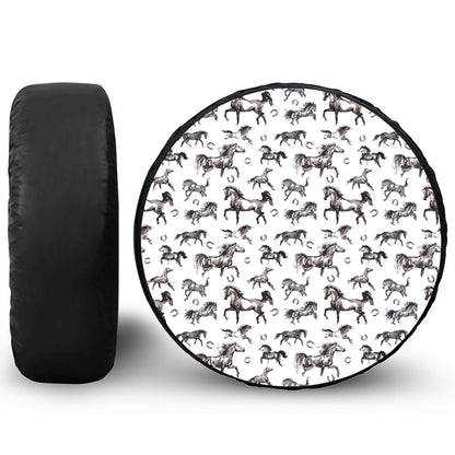 Watercolor Horse Pattern Print Tire Cover