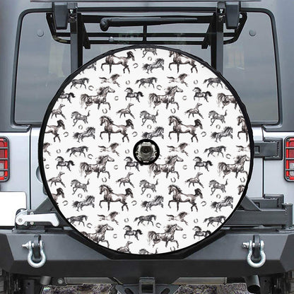 Watercolor Horse Pattern Print Tire Cover With Camera Hole