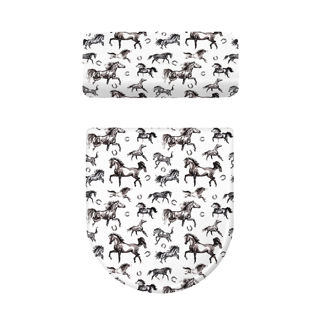 Watercolor Horse Pattern Print Toilet Lid And Tank Cover Set