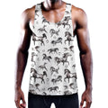 Watercolor Horse Pattern Print Men's Workout Tank Top