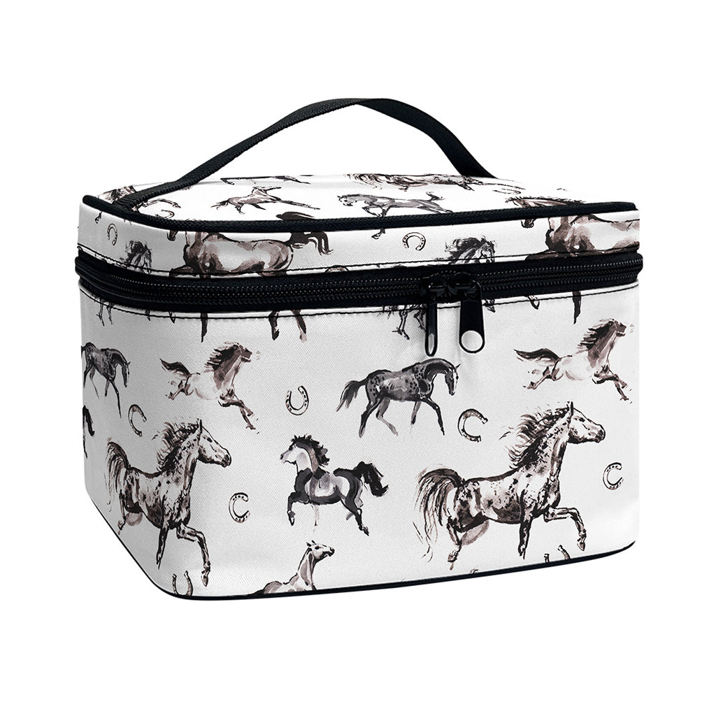 Watercolor Horse Pattern Print Travel Makeup Bag