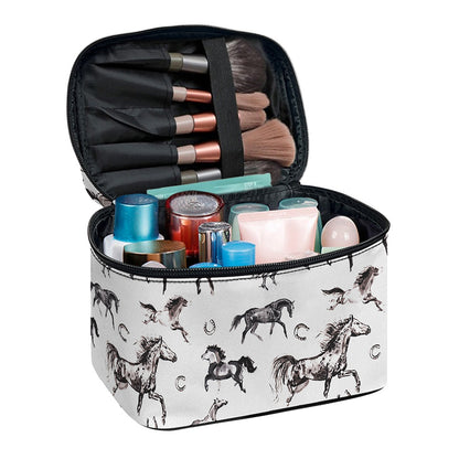 Watercolor Horse Pattern Print Travel Makeup Bag