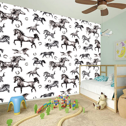 Watercolor Horse Pattern Print Wall Sticker