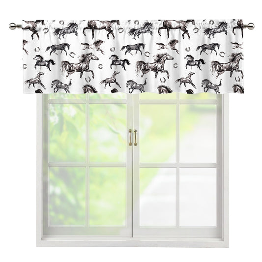 Watercolor Horse Pattern Print Window Valance