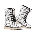 Watercolor Horse Pattern Print Winter Boots