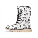 Watercolor Horse Pattern Print Winter Boots