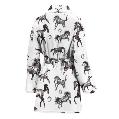 Watercolor Horse Pattern Print Women's Bathrobe