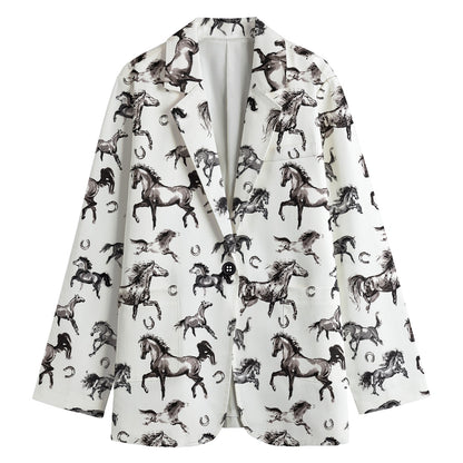 Watercolor Horse Pattern Print Women's Blazer