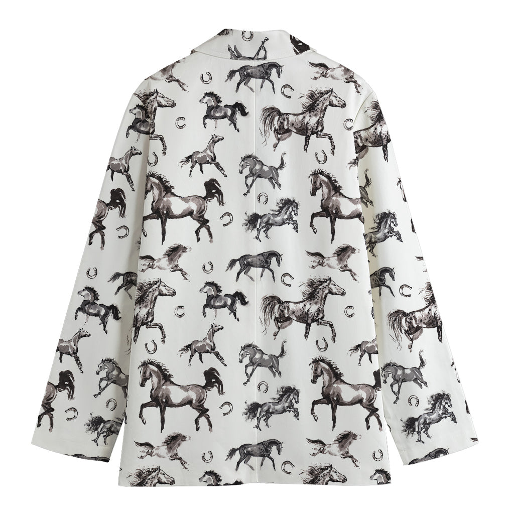Watercolor Horse Pattern Print Women's Blazer