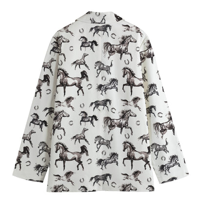 Watercolor Horse Pattern Print Women's Blazer