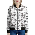 Watercolor Horse Pattern Print Women's Bomber Jacket