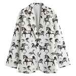 Watercolor Horse Pattern Print Women's Cotton Blazer