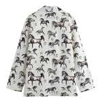 Watercolor Horse Pattern Print Women's Cotton Blazer