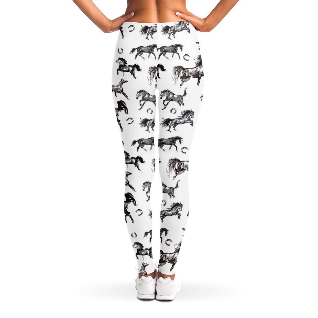 Watercolor Horse Pattern Print Women's Leggings