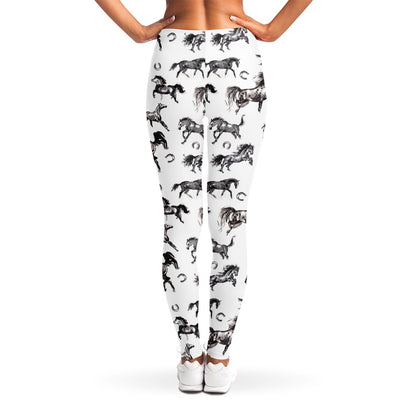 Watercolor Horse Pattern Print Women's Leggings