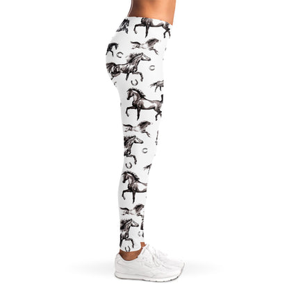 Watercolor Horse Pattern Print Women's Leggings