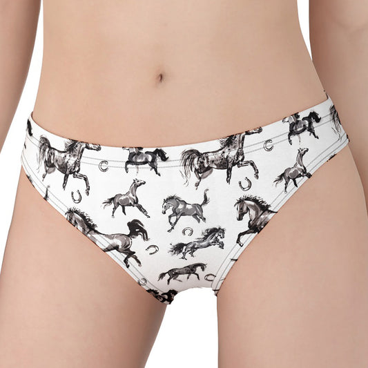 Watercolor Horse Pattern Print Women's Panties