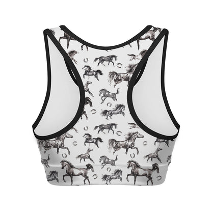 Watercolor Horse Pattern Print Women's Sports Bra