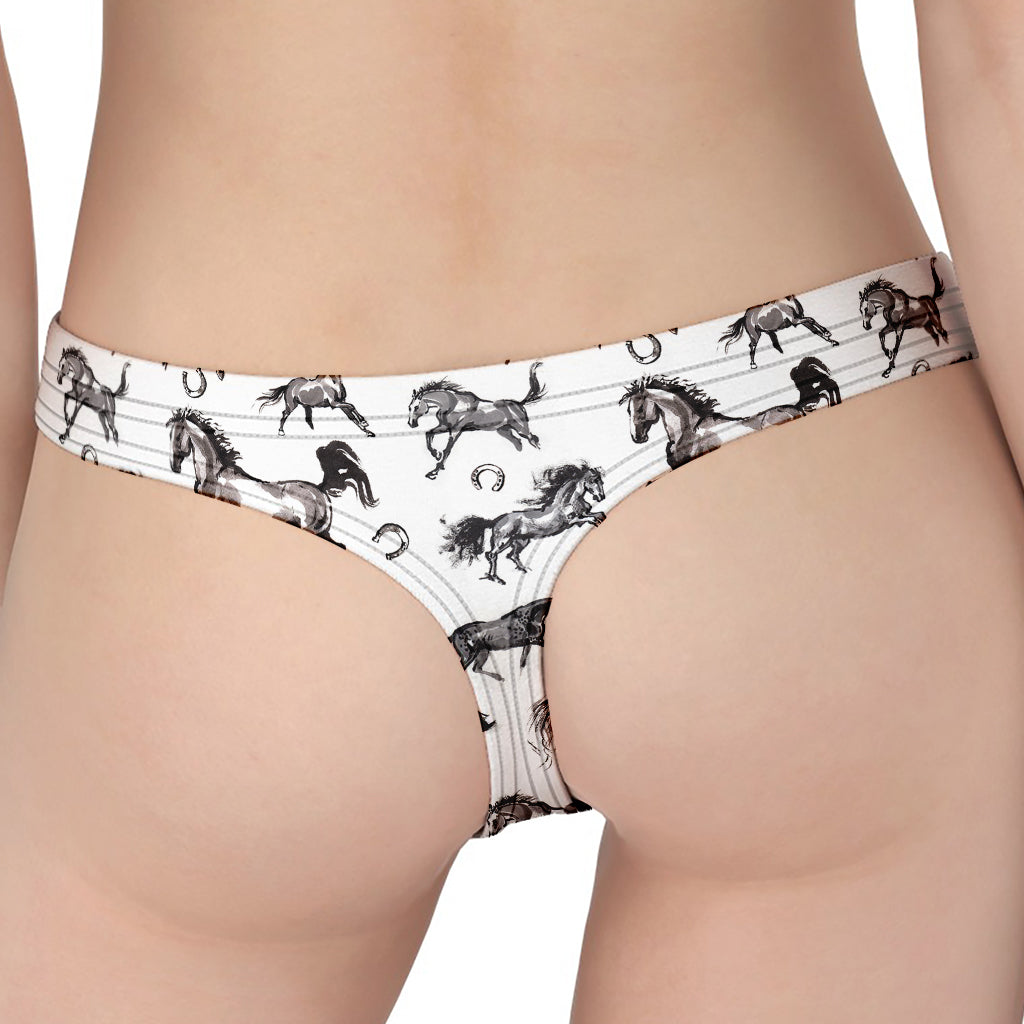 Watercolor Horse Pattern Print Women's Thong