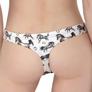 Watercolor Horse Pattern Print Women's Thong