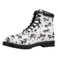 Watercolor Horse Pattern Print Padded Collar Lace Up Boots