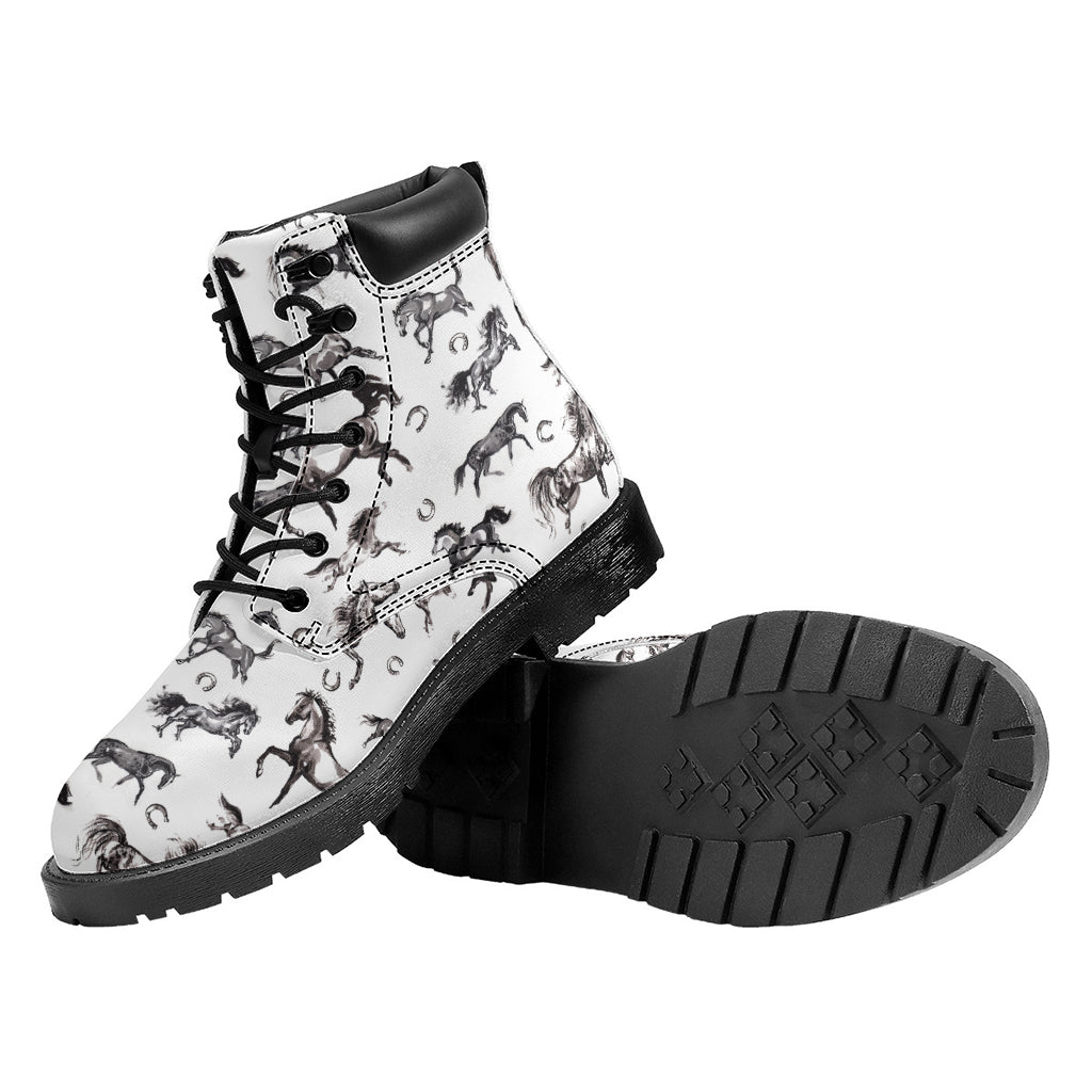 Watercolor Horse Pattern Print Work Boots