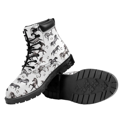 Watercolor Horse Pattern Print Work Boots