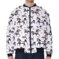 Watercolor Horse Pattern Print Zip Sleeve Bomber Jacket