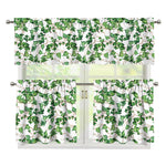 Watercolor Ivy Leaf Pattern Print 3 Piece Kitchen Curtains