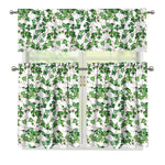 Watercolor Ivy Leaf Pattern Print 3 Piece Kitchen Curtains