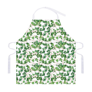 Watercolor Ivy Leaf Pattern Print Adjustable Apron