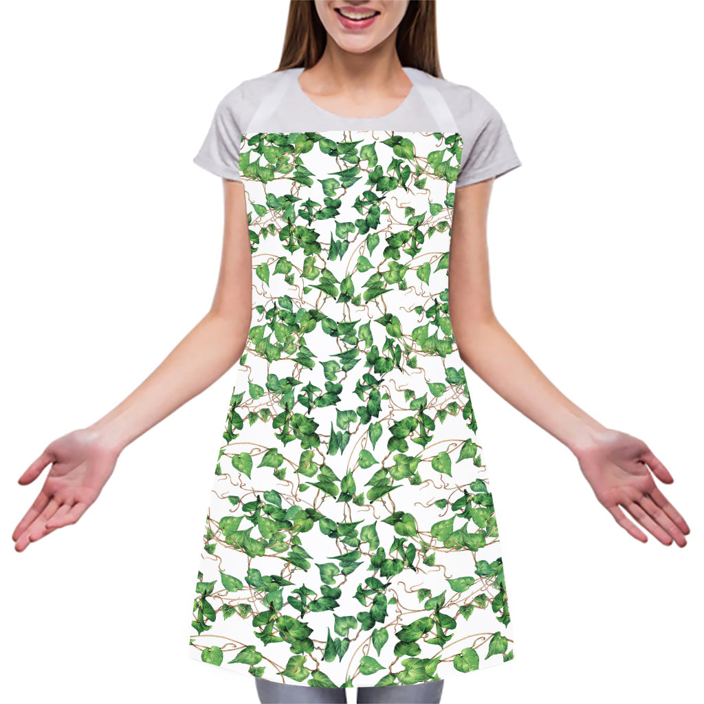 Watercolor Ivy Leaf Pattern Print Adjustable Apron