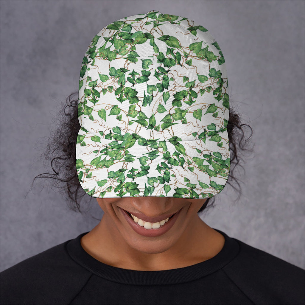 Watercolor Ivy Leaf Pattern Print Baseball Cap