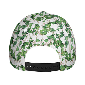 Watercolor Ivy Leaf Pattern Print Baseball Cap