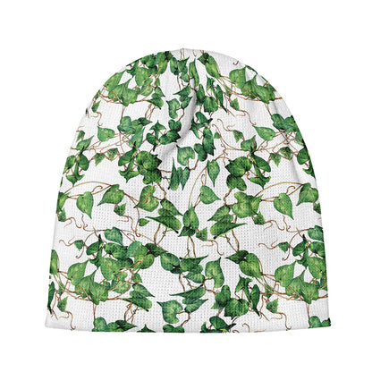 Watercolor Ivy Leaf Pattern Print Beanie