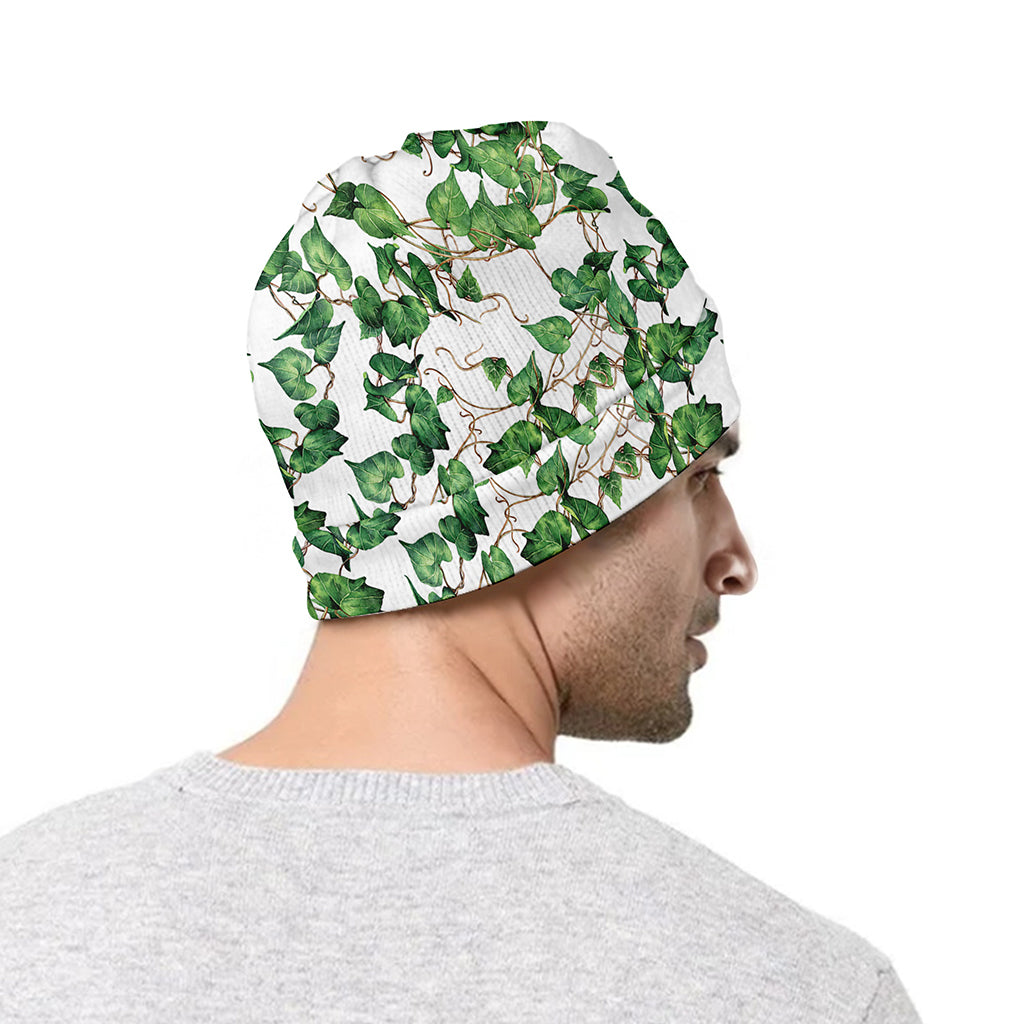 Watercolor Ivy Leaf Pattern Print Beanie