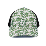 Watercolor Ivy Leaf Pattern Print Black Mesh Trucker Cap