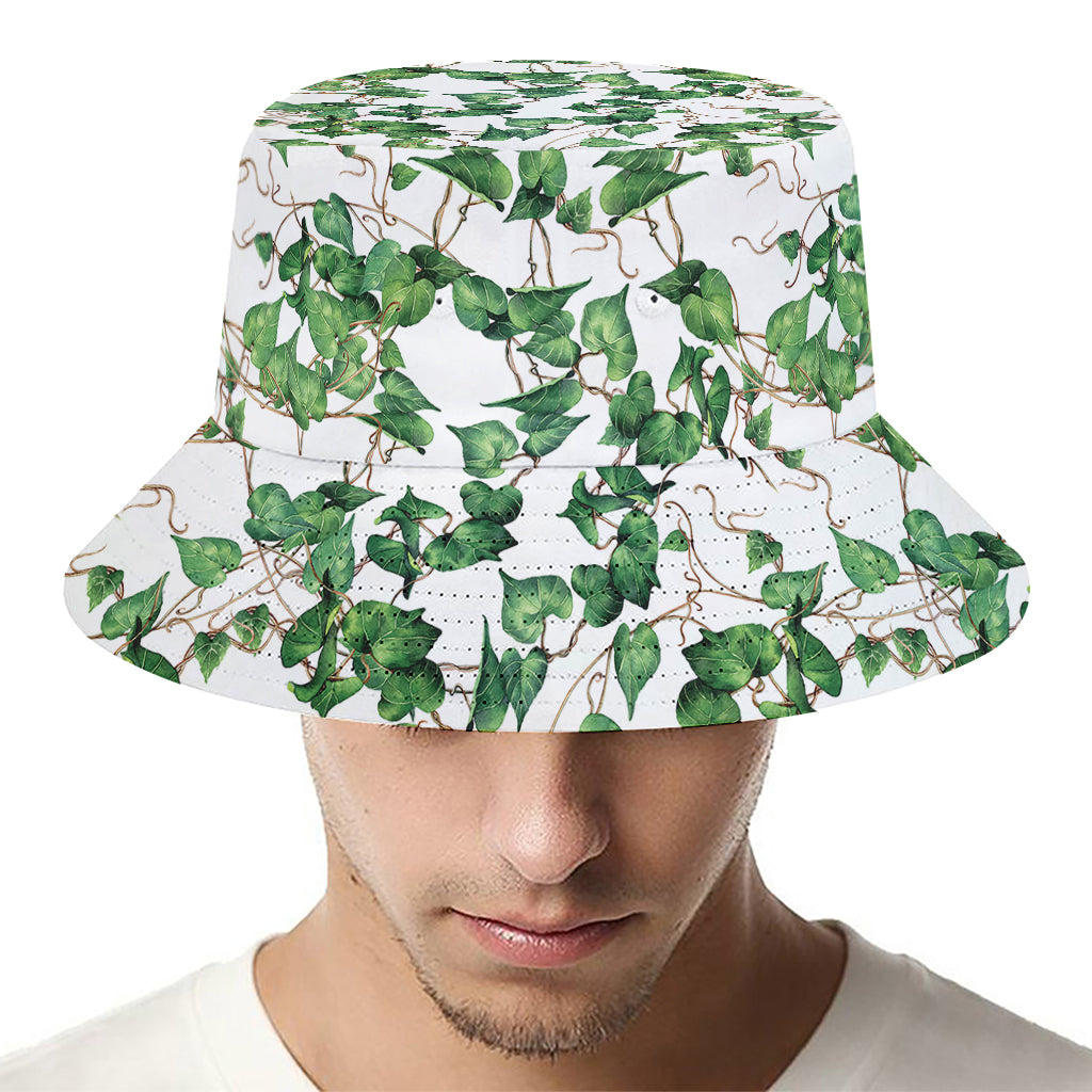 Watercolor Ivy Leaf Pattern Print Bucket Hat