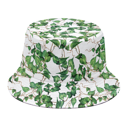 Watercolor Ivy Leaf Pattern Print Bucket Hat